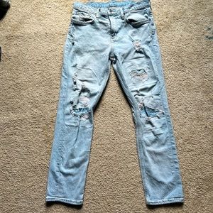 Mens washed ripped jeans